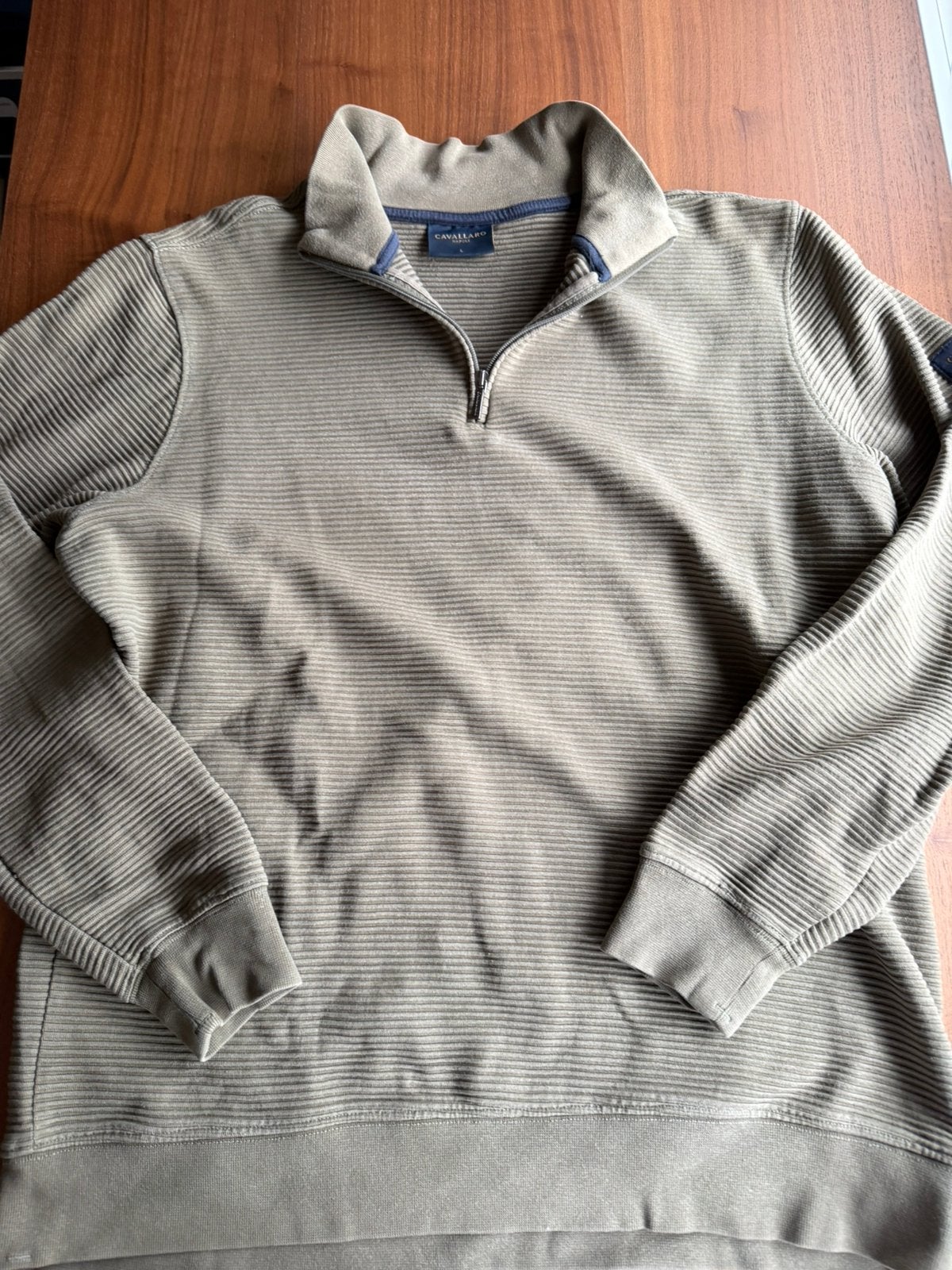 Khaki halfzip van Cavallaro Napoli. Maat L. Uitstekende staa, Ophalen of Verzenden, Zo goed als nieuw, Maat 48/50 (M), Groen