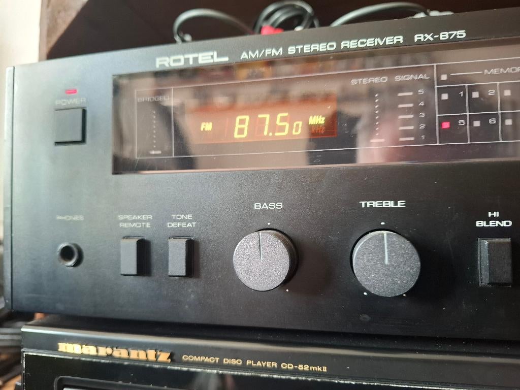 Rotel RX-875 stereo receiver, Overige merken, Gebruikt, Ophalen of Verzenden, 60 tot 120 watt