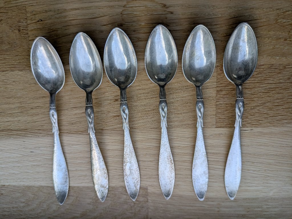 6 Antieke Verzilverde Wellner Theelepeltjes, Ophalen