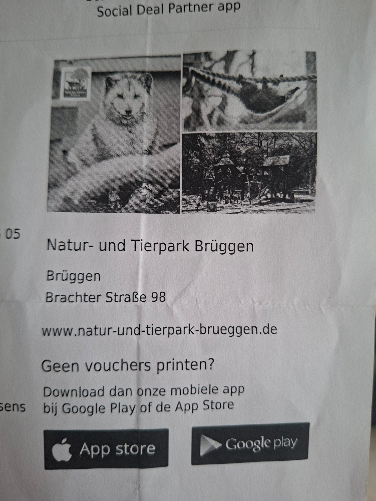 Dag entree Natur-und Tierpark Bruggen, Eén persoon, Ticket of Toegangskaart