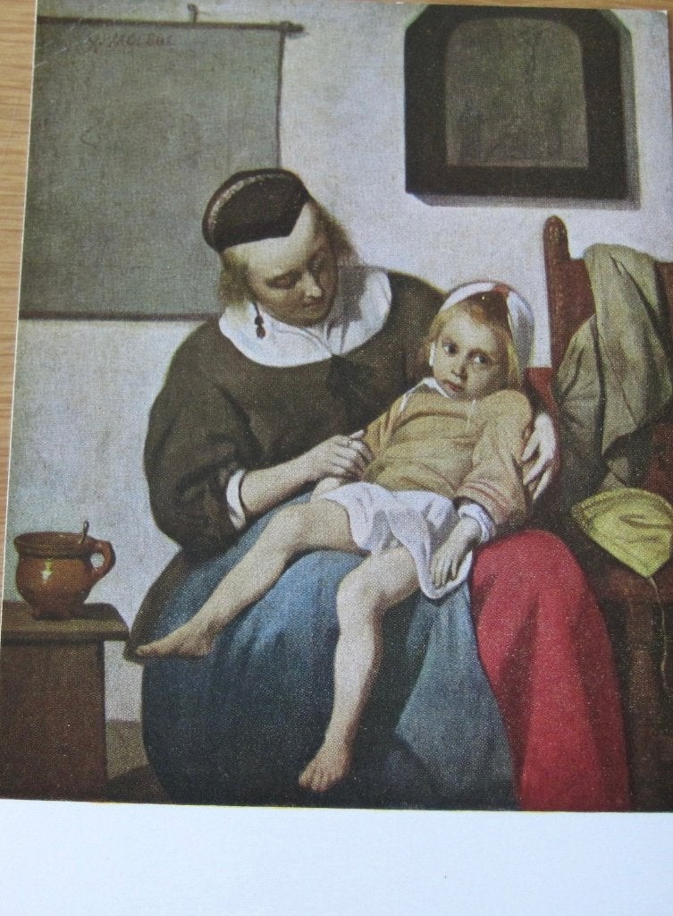 Gabriel Metsu - het zieke kind - 1660, Verzenden, 1980 tot heden, Ongelopen, Overige thema's