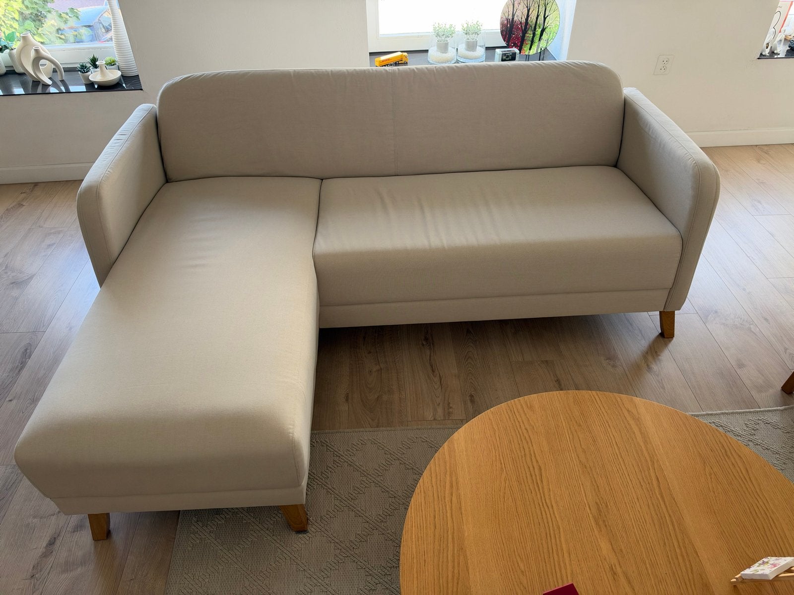 IKEA LINANÄS 3-zits Hoekbank, beige, Ophalen, 100 tot 125 cm, Driepersoons, Zo goed als nieuw