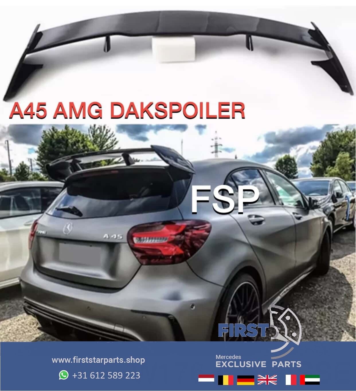 W176 A45 AMG DAK SPOILER 45 VLEUGEL A Klasse 2012-2018 ZWART, Gebruikt, Ophalen of Verzenden, Achter, -