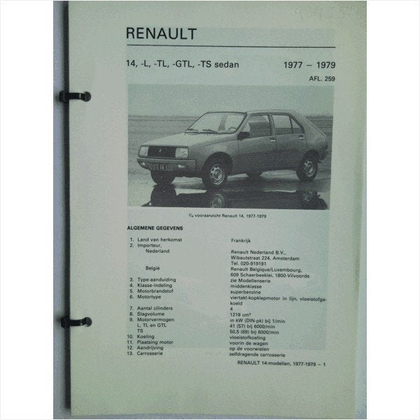 Renault 14 Vraagbaak losbladig 1977-1979 #1 Nederlands, Ophalen of Verzenden, Gelezen, Renault