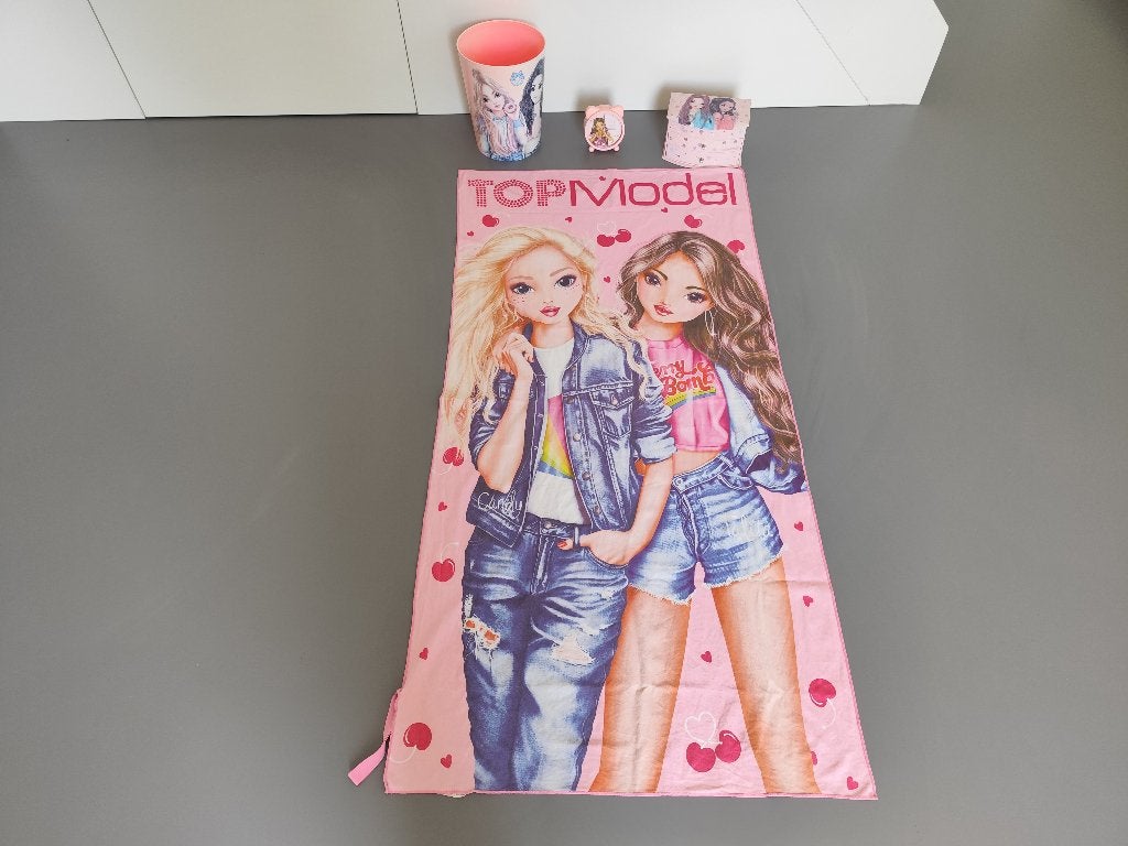 TopModel pakket - badlaken, wekker, prullenbak, sieradenbox, Ophalen of Verzenden, Gebruikt, Overige typen