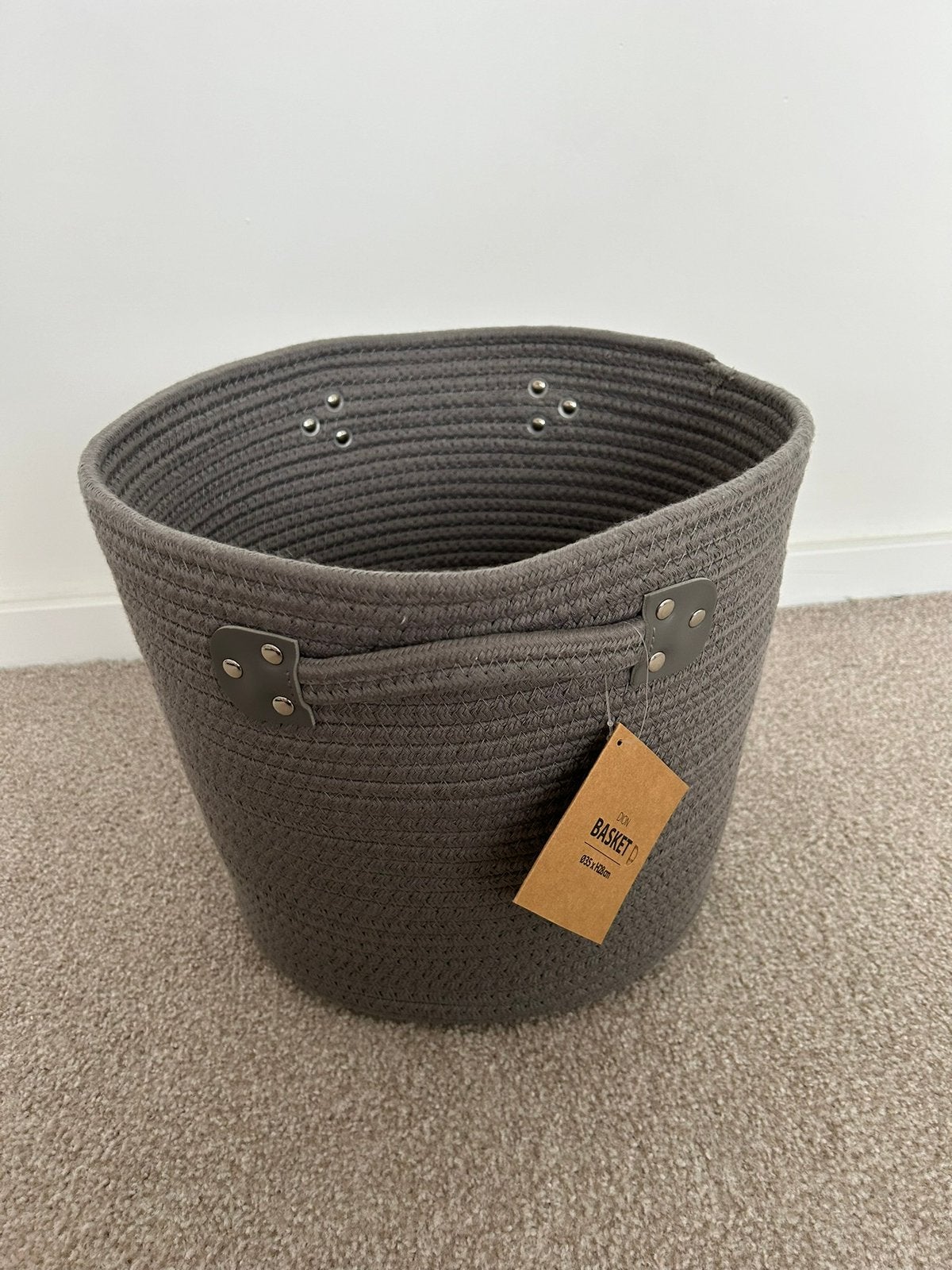 Nieuw grijs basket mand opbergmand speelgoedmand, Huis en Inrichting, Ophalen of Verzenden, Nieuw, Rond, Overige materialen