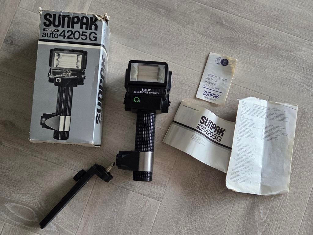 Sunpak auto 4205G flitser met originele doos en handleiding, Ophalen of Verzenden, Gebruikt, Overige merken