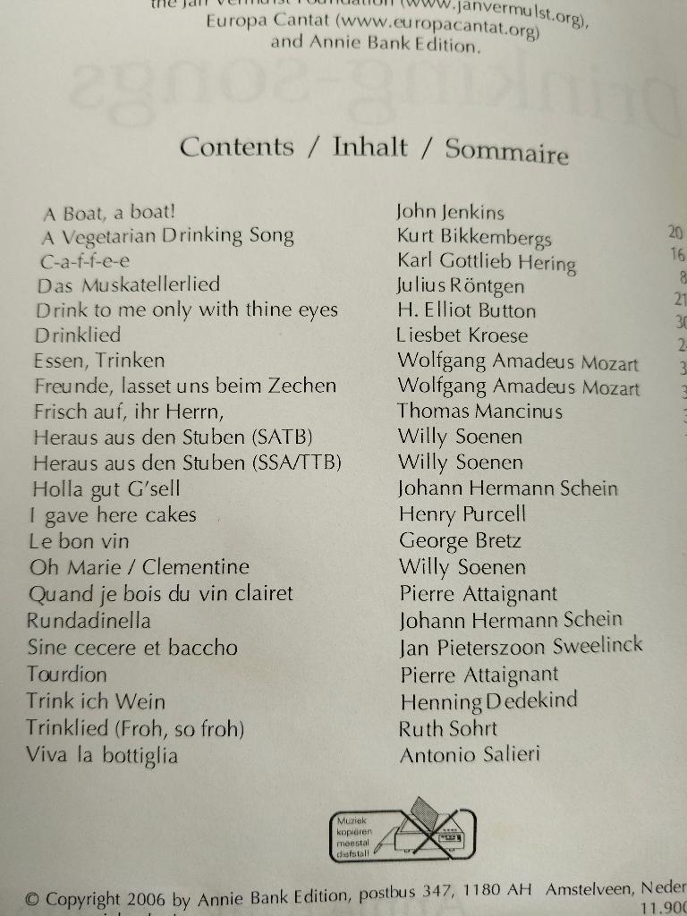 muziekbladen van Drinking Songs, Gebruikt, Overige soorten, Ophalen of Verzenden, Koor
