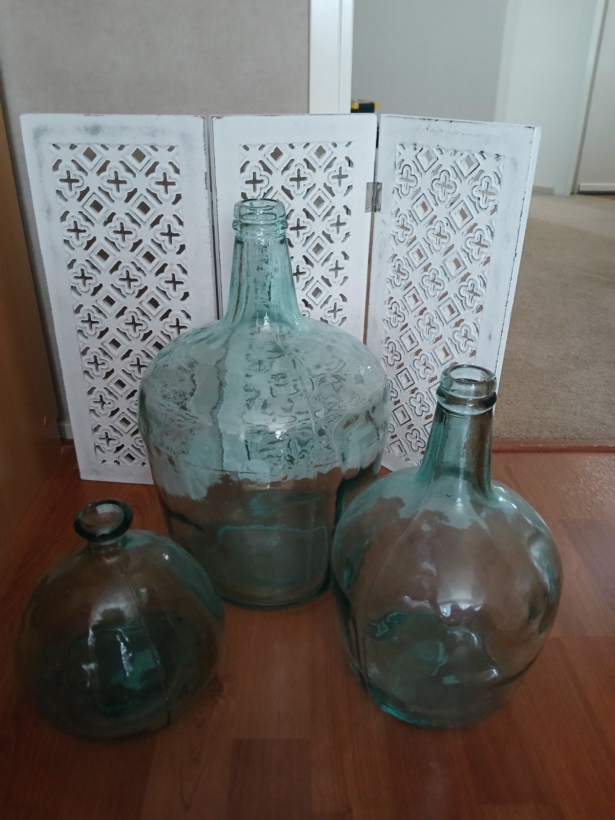 Set van 3 Vintage Glazen Flessen/Vazen - Decoratief, Ophalen of Verzenden