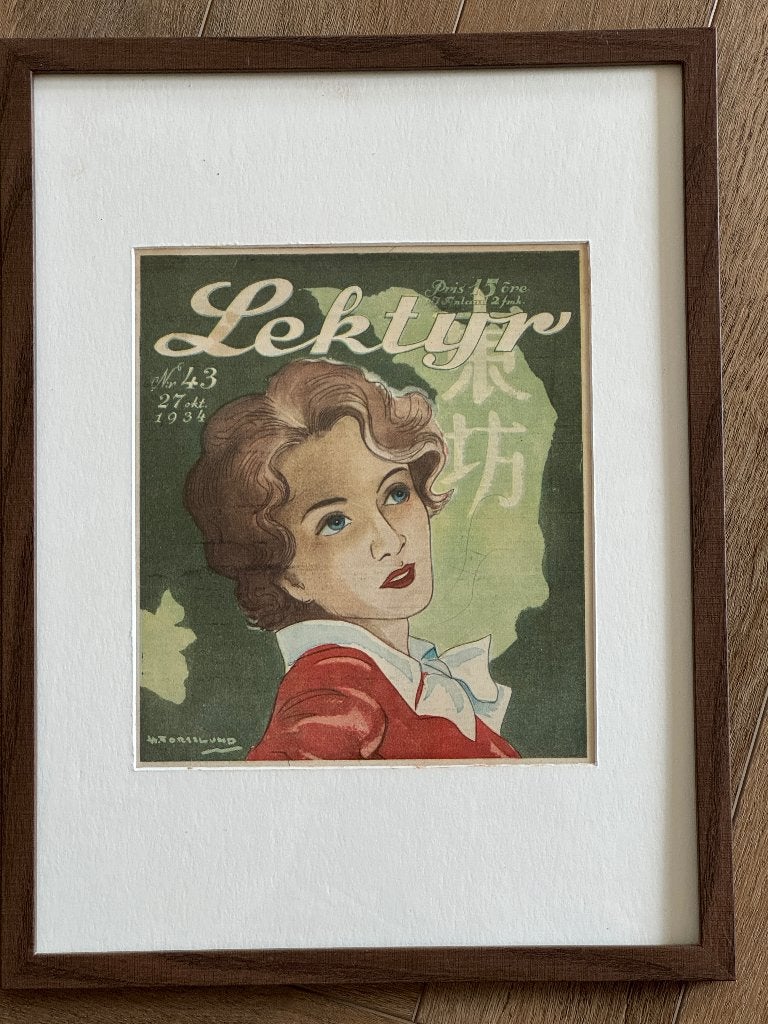 1934 Vintage Zweeds Super O U D retro look P0783-06, Antiek en Kunst, Ophalen of Verzenden, Overige technieken, 1900 - 1949