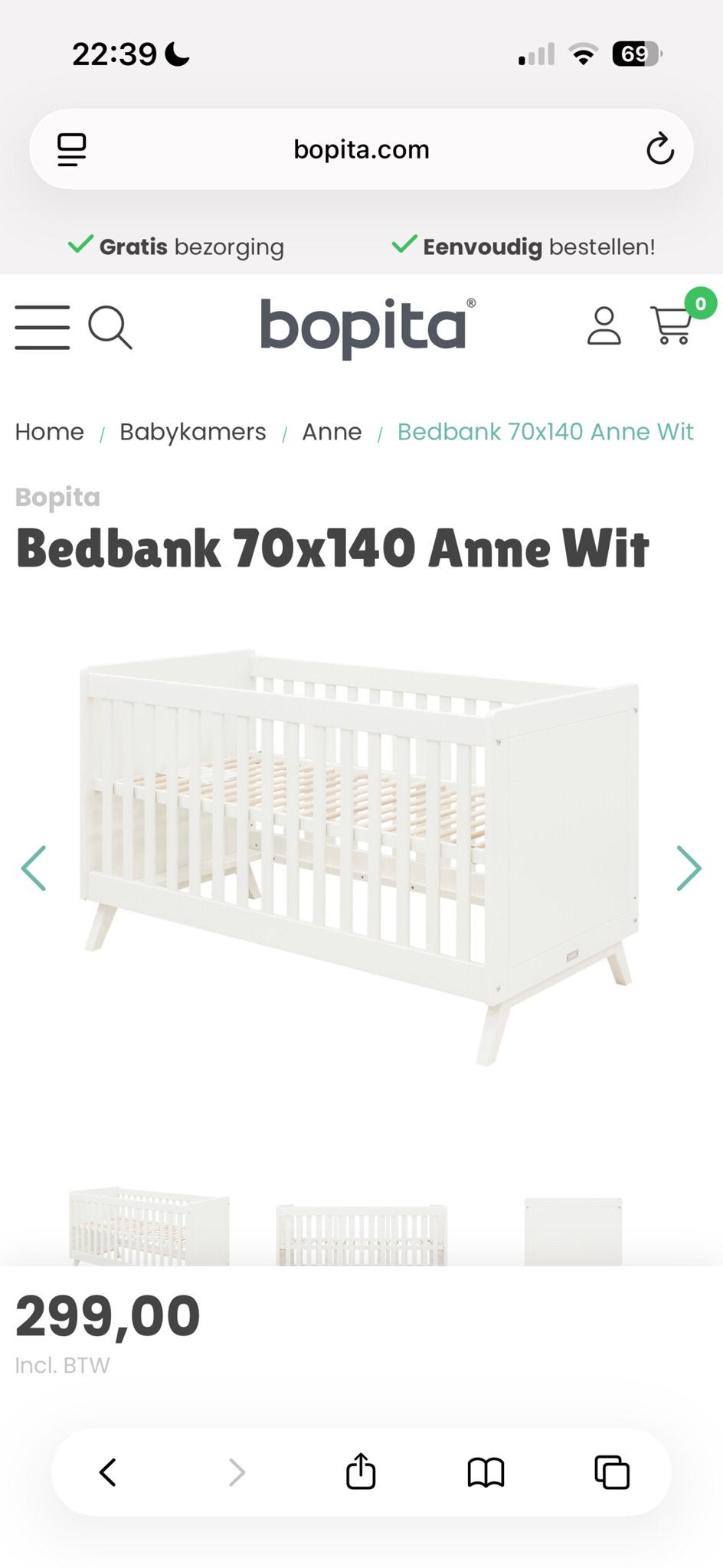 Meegroeibed Bopita Anne 70x140 - Zeer goede staat, Ophalen of Verzenden, Zo goed als nieuw, Ledikant