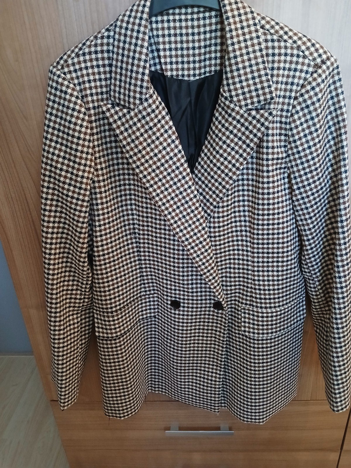 Geruite dames blazer bruin zwart maat XL/ 42, Ophalen of Verzenden, Zo goed als nieuw, Maat 42/44 (L), Zwart