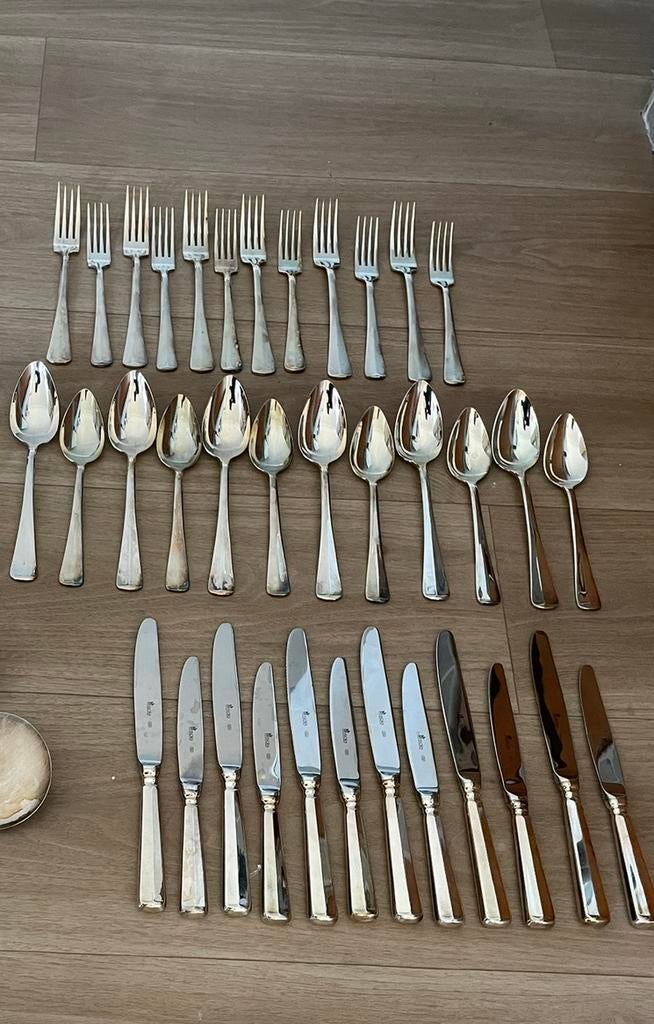 Verzilverd bestek Sola Haags lofje 9 pers. Nieuw, Ophalen of Verzenden, Nieuw, Zilver