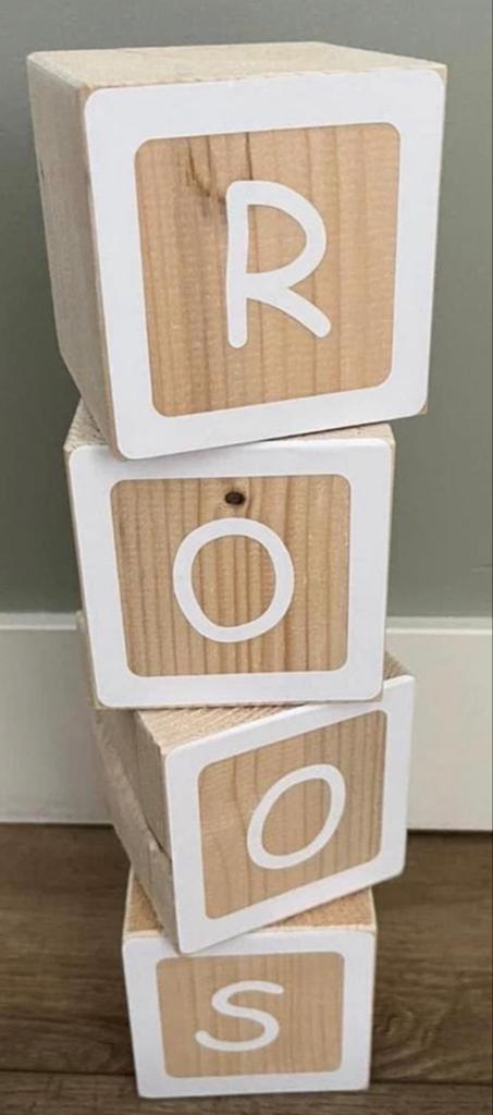 Nieuwe houten geboortetoren met zwarte en witte letters, Ophalen of Verzenden, Nieuw