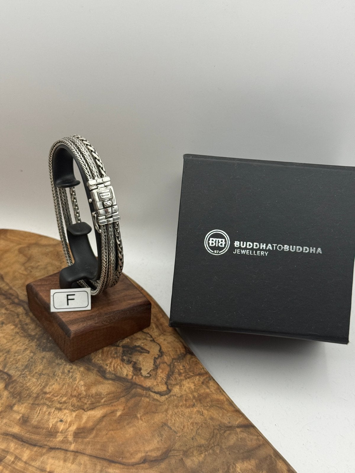 “TRIPLE MINI” buddha to buddha 22cm• Maat: F “GEPOLIJST”, Ophalen of Verzenden, Zo goed als nieuw, Zilver
