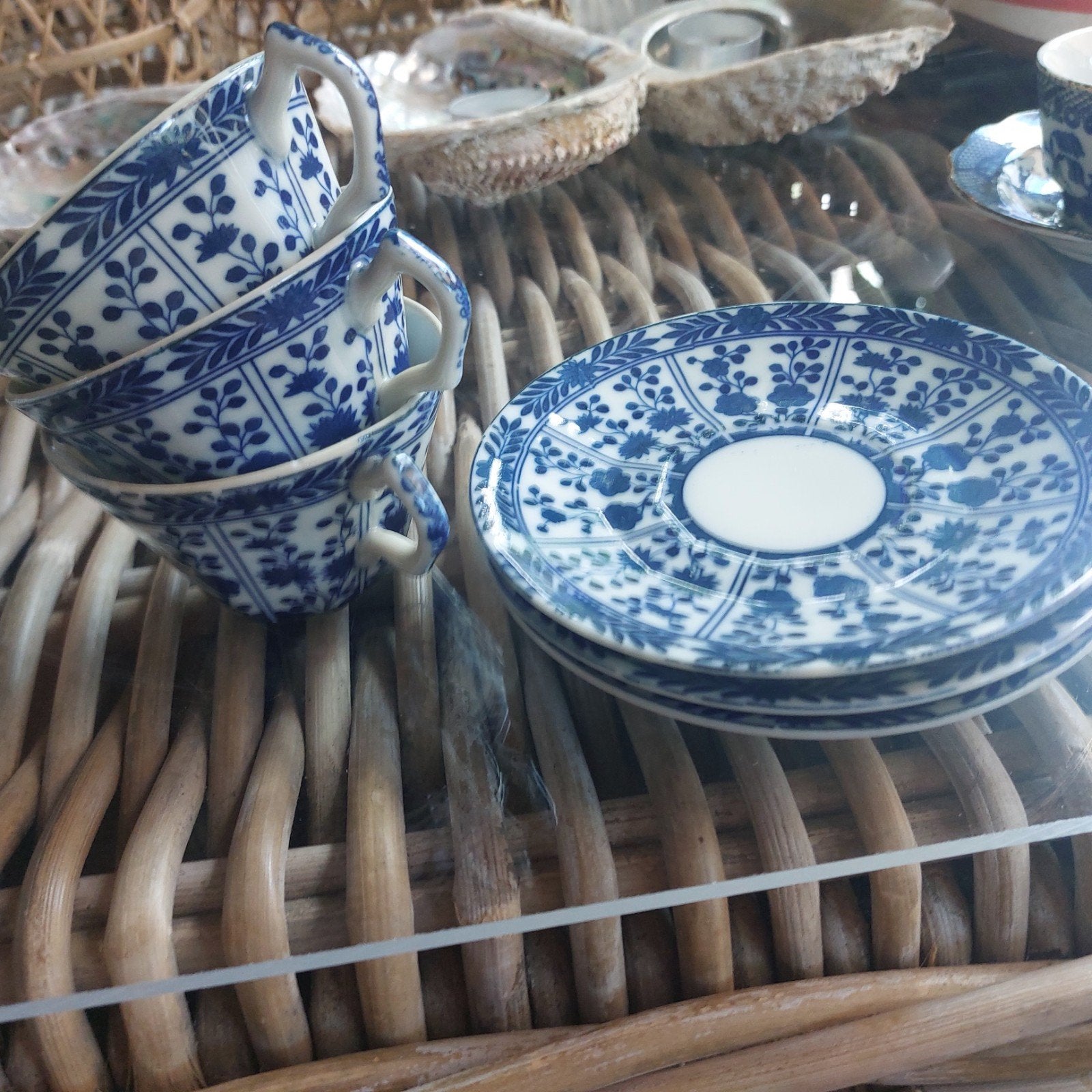 Delfts blauwe kop en schotel set - 2 kopjes met blusje, Antiek en Kunst, Ophalen of Verzenden