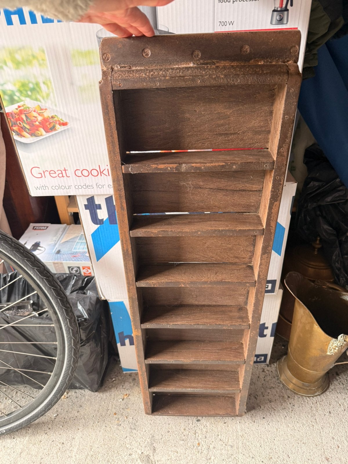 Antieke eiken stempelbak / letterkast, Ophalen