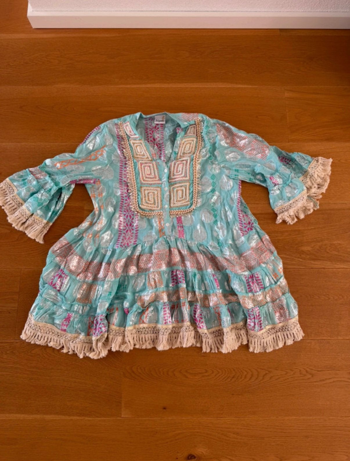 Turquoise Ibiza jurk Siya maat M, Maat 38/40 (M), Meerkleurig, Ophalen of Verzenden, Zo goed als nieuw