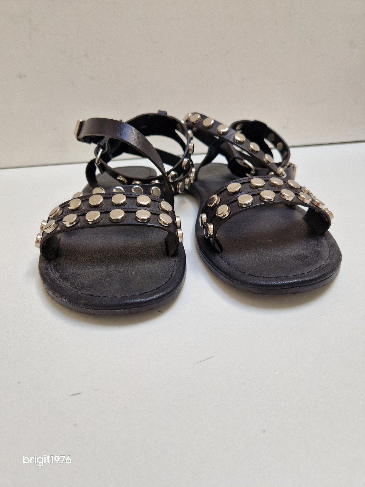 Ibana sandalen met enkelbandje en studs - Maat 42, Kleding | Dames, Zwart, Zo goed als nieuw, Ibana, Sandalen of Muiltjes