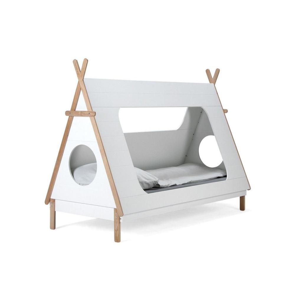 Tent/Tipi Kinderbed 200x90 - Wit met Houten Details, Ophalen, Gebruikt, 180 cm of meer, 85 tot 100 cm