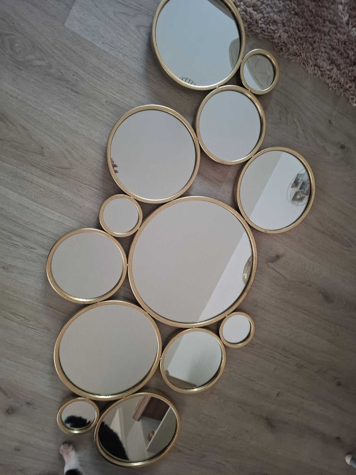 Spiegel, Huis en Inrichting, Woonaccessoires | Spiegels, Ophalen, 100 tot 150 cm, Rond, Zo goed als nieuw
