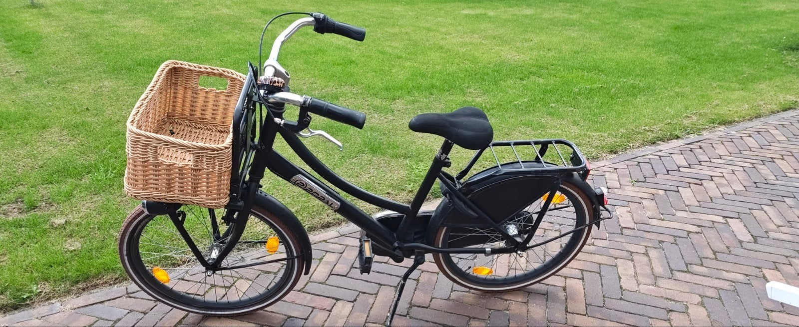 Zwarte meisjes transportfiets Popal 22 inch, Gebruikt, Versnellingen, 50 tot 53 cm, Ophalen