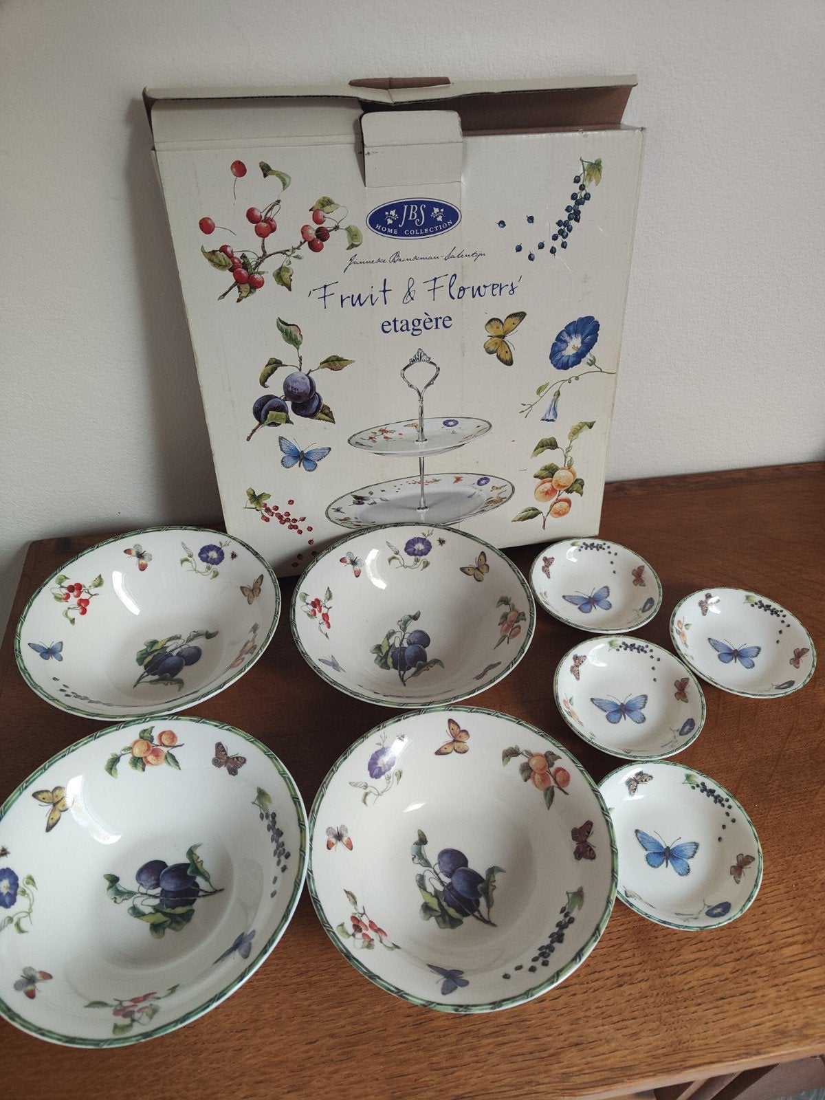 JB Fruit & Flowers servies etagère - 4 schaaltjes - 4 tips, Ophalen of Verzenden