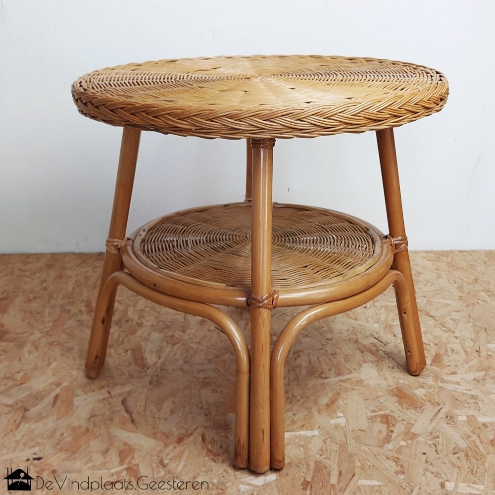 Rotan tafel met glasplaat, Huis en Inrichting, Ophalen, 50 tot 100 cm, -, -