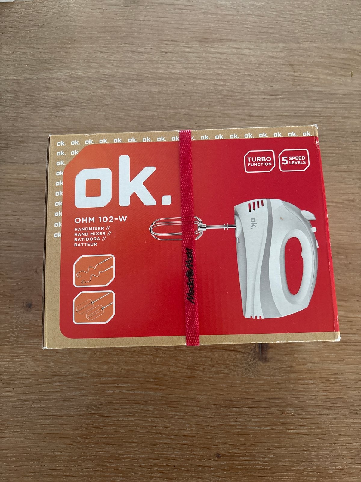 OK. OHM 102-W Handmixer met Turbofunctie en 5 Snelheden, Ophalen of Verzenden, Nieuw, 3 snelheden of meer