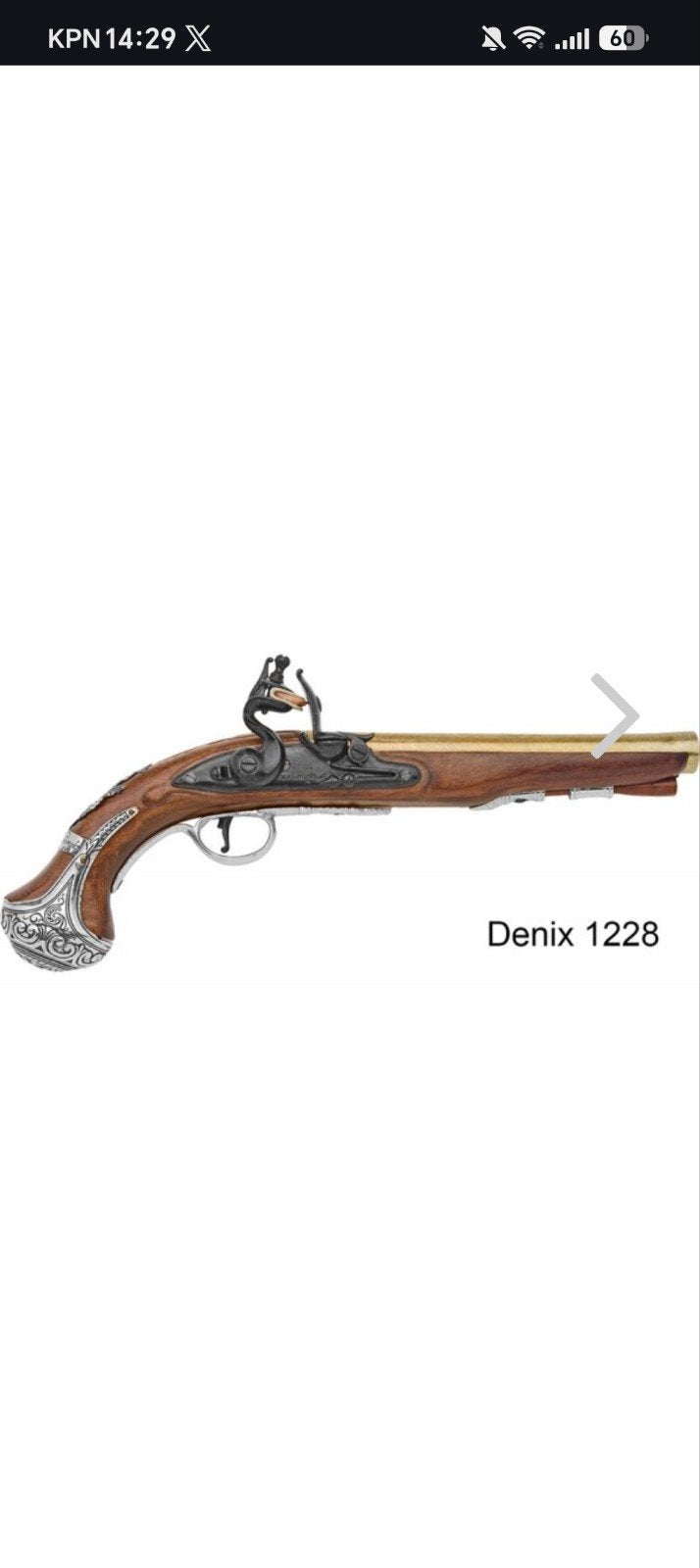 Denix 1228 replica vuursteenpistool, Ophalen of Verzenden, Nieuw