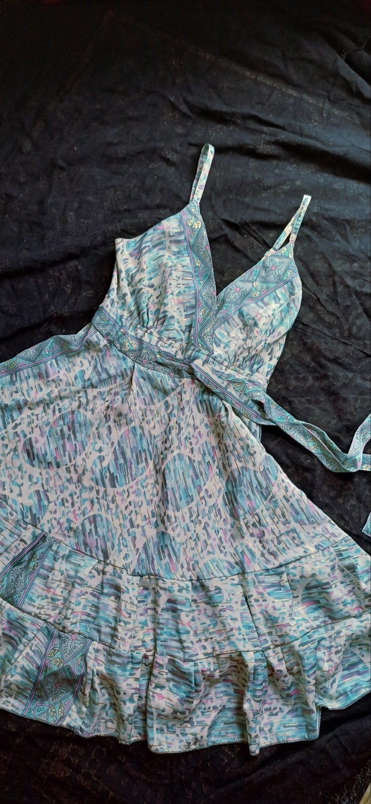 Mooi pastel kleur zomerjurkje met gouddraad bewerkt en elast, Overige kleuren, Bigg bull, Ophalen of Verzenden, Zo goed als nieuw
