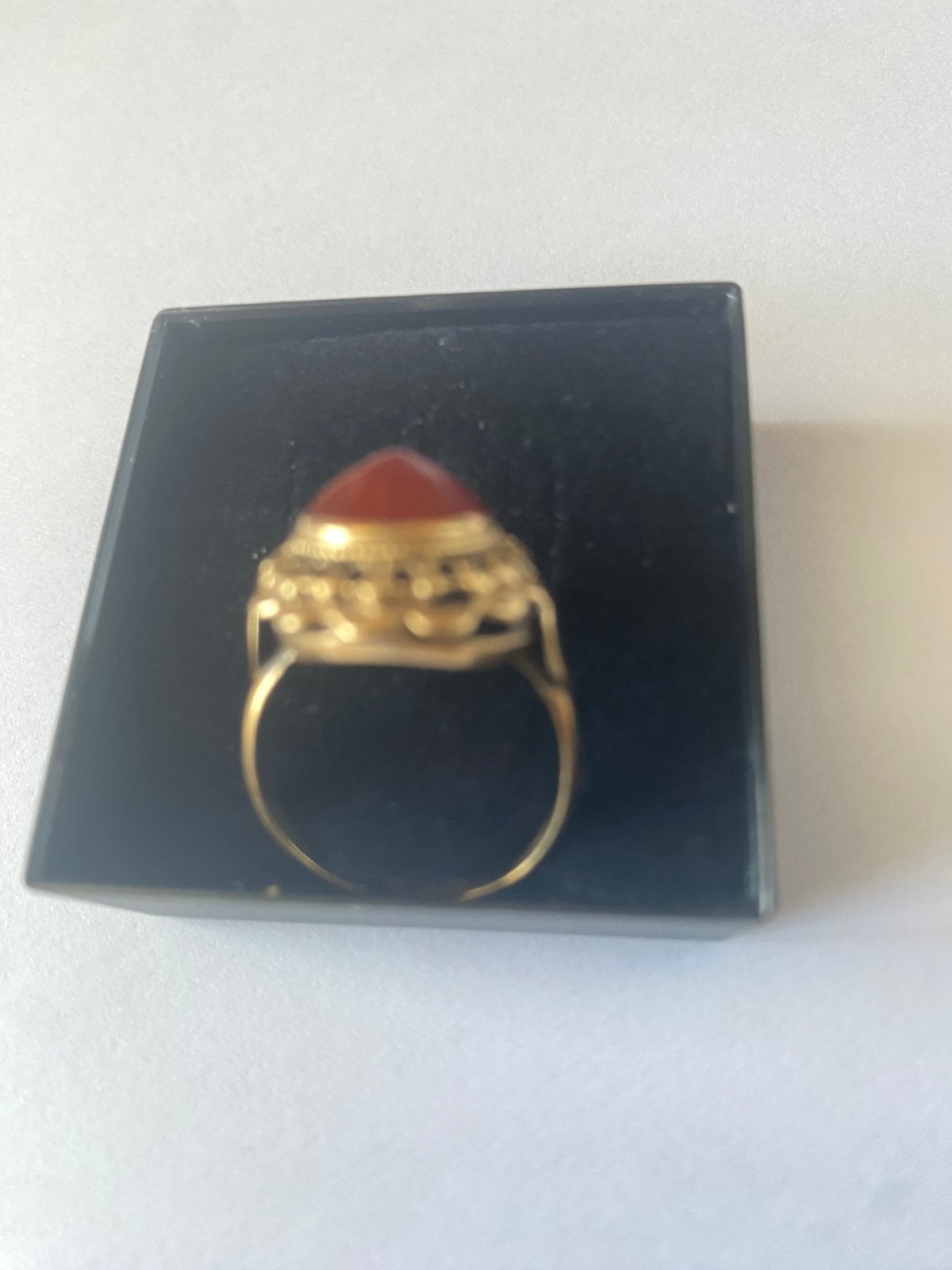 Vintage ring 14 karaat, Gebruikt, Minder dan 4 cm, Ophalen of Verzenden, Met edelsteen