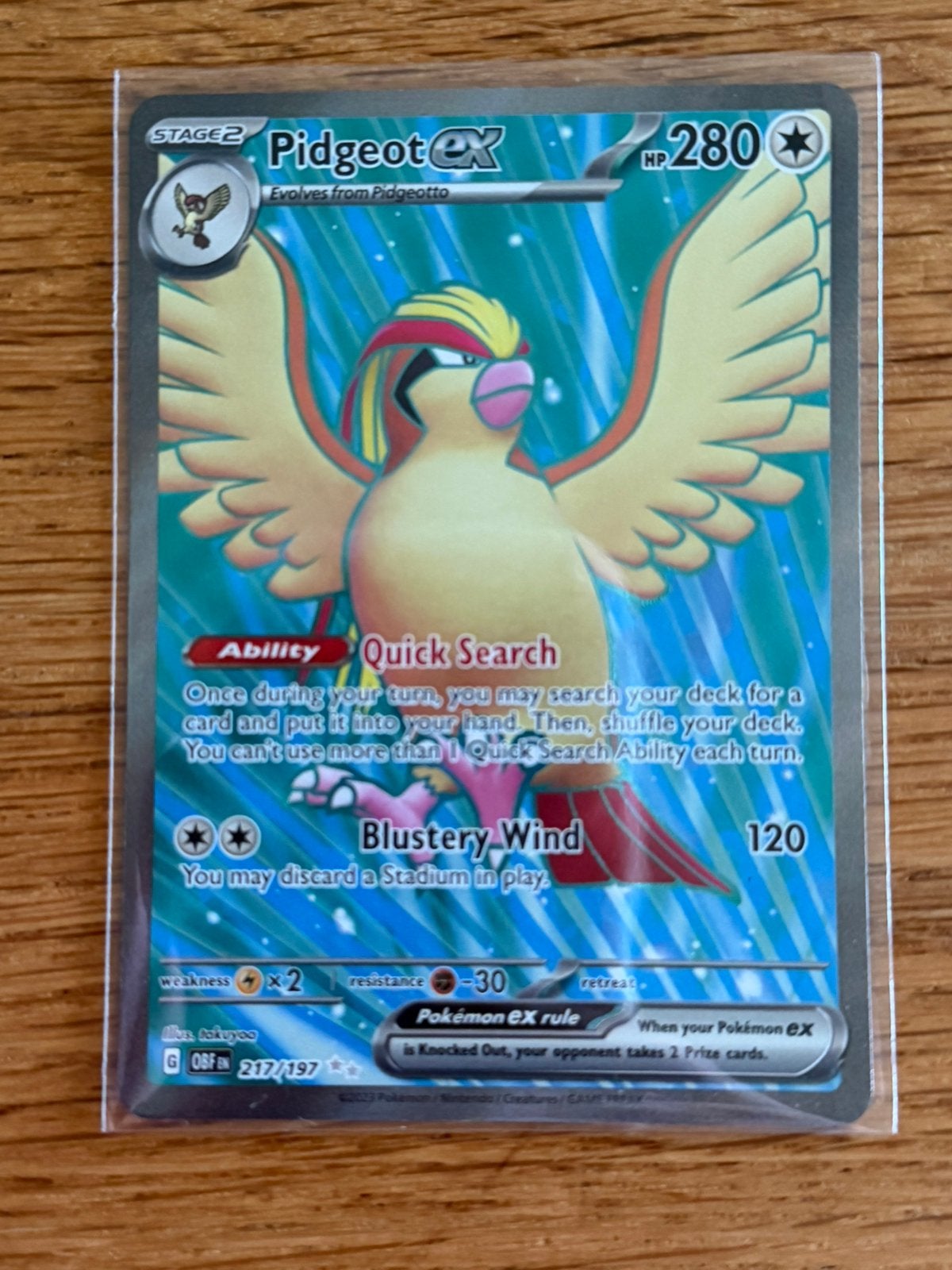 Pokemon Pidgeot EX 217/197 Obsidian Flames, Ophalen of Verzenden, Nieuw, Losse kaart