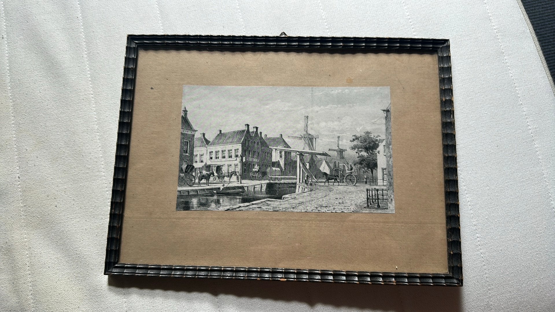 Te koop; oud lijstje met prent van Drachten, Ophalen of Verzenden