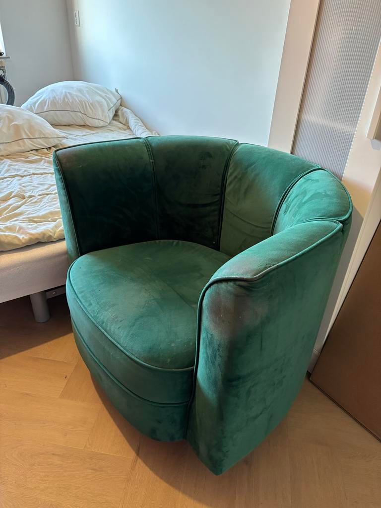 Groene fluwelen draaistoel, Ophalen, Gebruikt, Overige kleuren, Eén