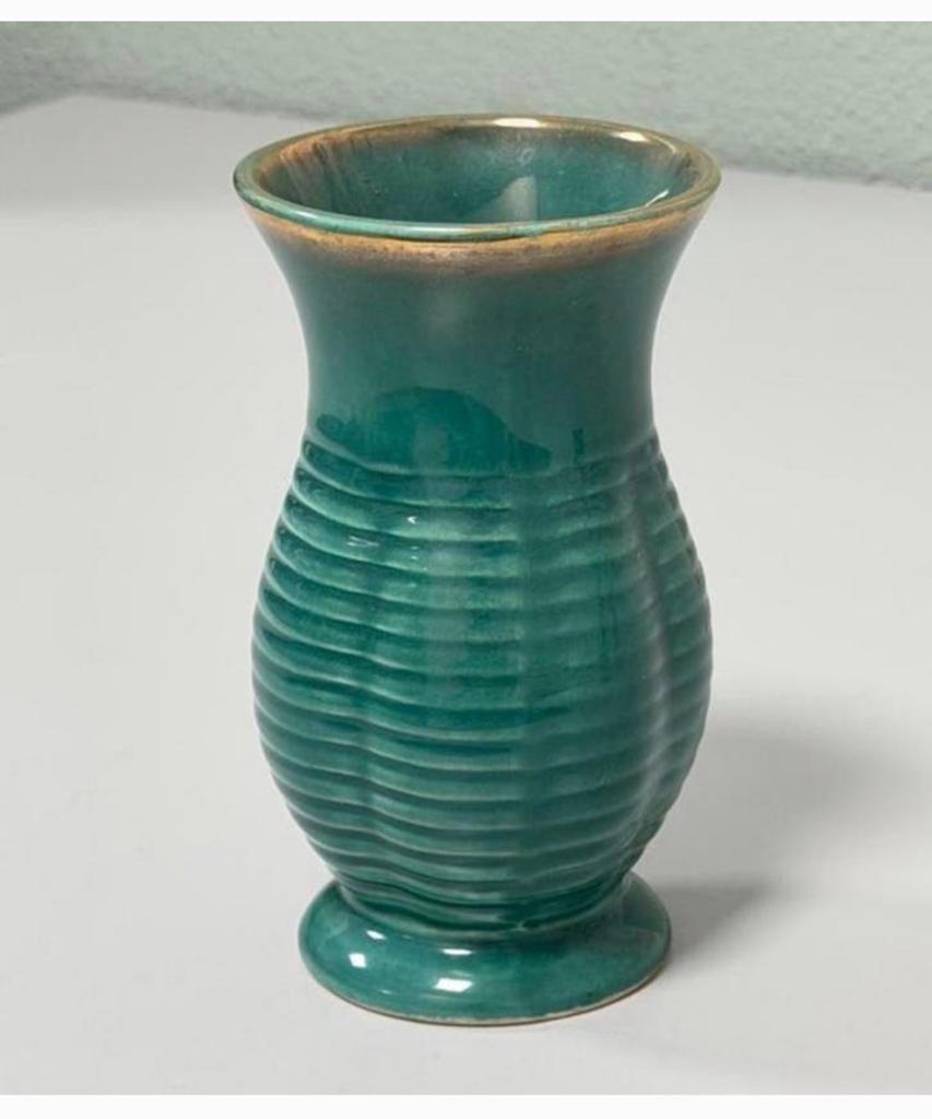 Zeldzame Vintage VEB Steinbach Vaas Turquoise Keramiek 15 cm, Antiek en Kunst, Antiek | Vazen, Ophalen of Verzenden