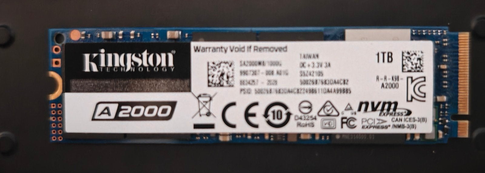 Kingston A2000 1TB NVMe SSD, Computers en Software, Harde schijven, Intern, Kingston, SSD, Ophalen of Verzenden