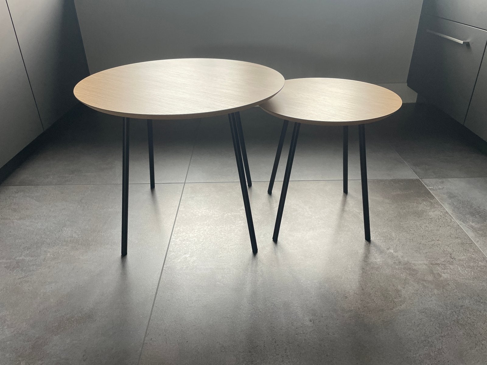 Jysk Tafelsetje - Twee Ronde Salontafels, Huis en Inrichting, Ophalen, Rond, Nieuw, 50 tot 100 cm