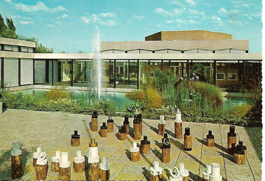Hoogeveen- -Terras v.d. Tamboer met schaakspel., Verzenden, 1960 tot 1980, Gelopen, Drenthe