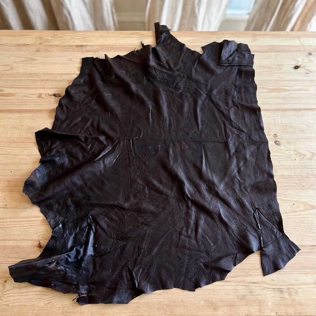 Grote lap ECHT leer donkerbruin - ca. 66 x 96 cm, Bruin, Leer of Kunstleer, Ophalen of Verzenden, Zo goed als nieuw
