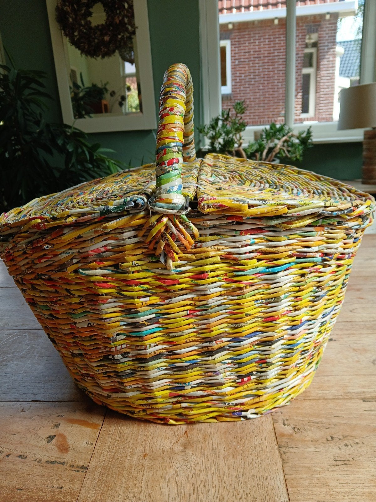 picknickmand, Huis en Inrichting, Woonaccessoires | Schalen en Manden, Ophalen, Zo goed als nieuw, Rechthoekig, Hout