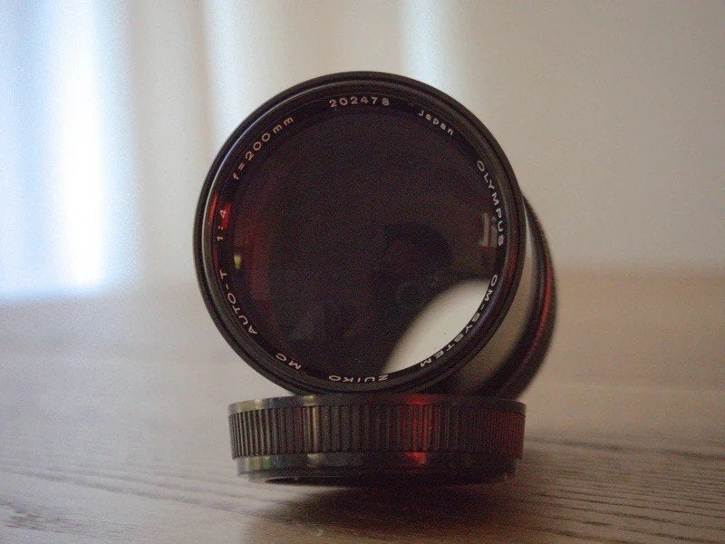 Olympus Zuiko MC Auto-T 200mm f/4, Audio, Tv en Foto, Zonnekap, Gebruikt, Olympus, Overige vattingen