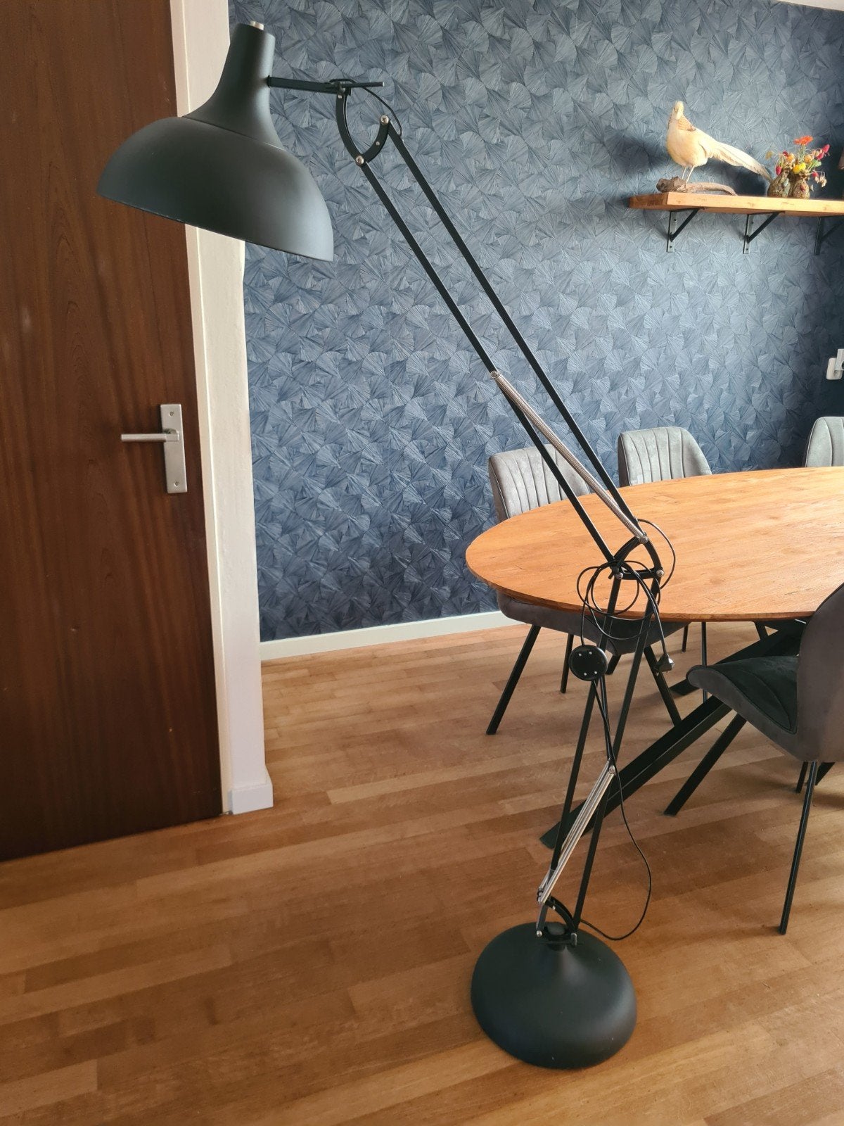 IKEA Scharnier Vloerlamp - Zwart, Verstelbaar, Ophalen, Gebruikt, E27 (groot), Metaal
