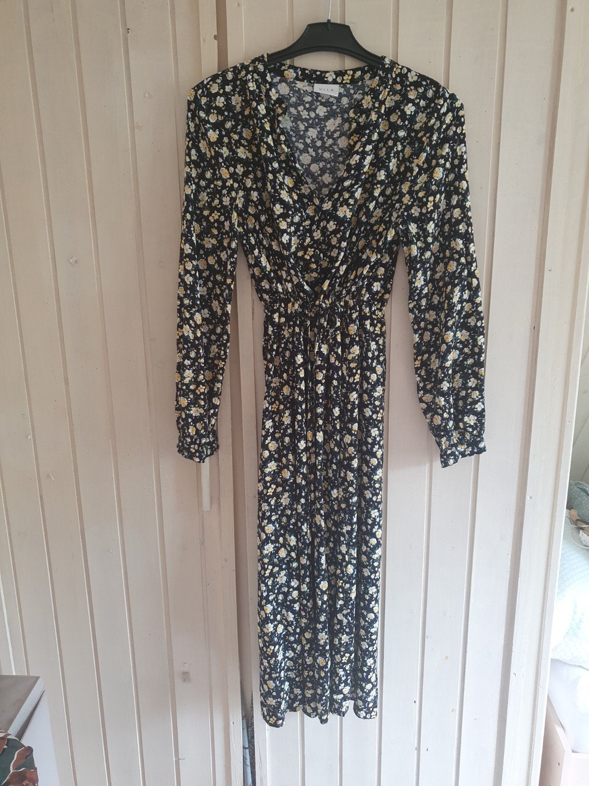 Lange overhemd blouse jurk Vila maat 38 M bloemen print, Maat 38/40 (M), Zwart, Vila, Ophalen of Verzenden