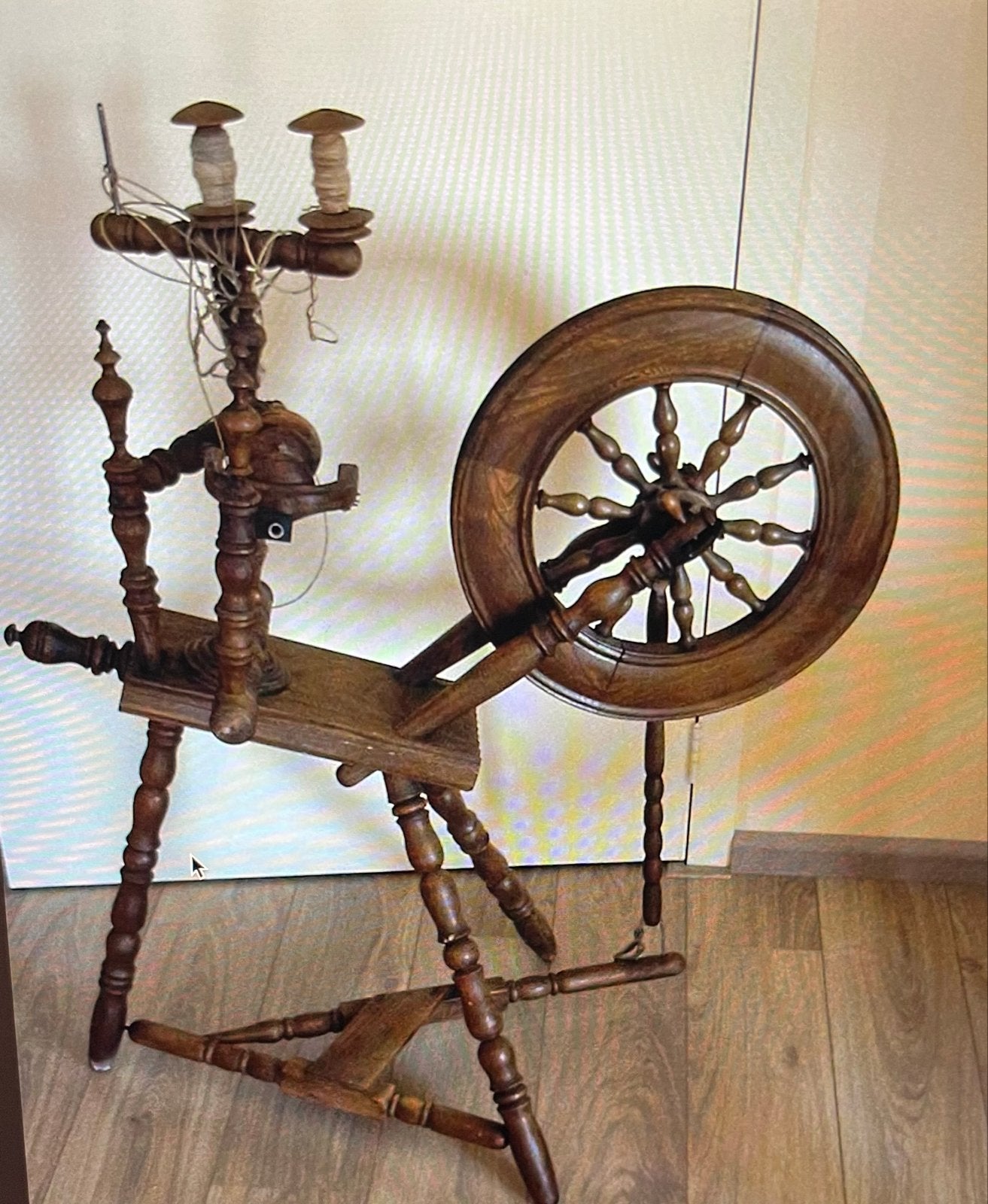 Antiek Houten Spinnewiel - Decoratief en Functioneel, Ophalen, Gebruikt, Spinnewiel