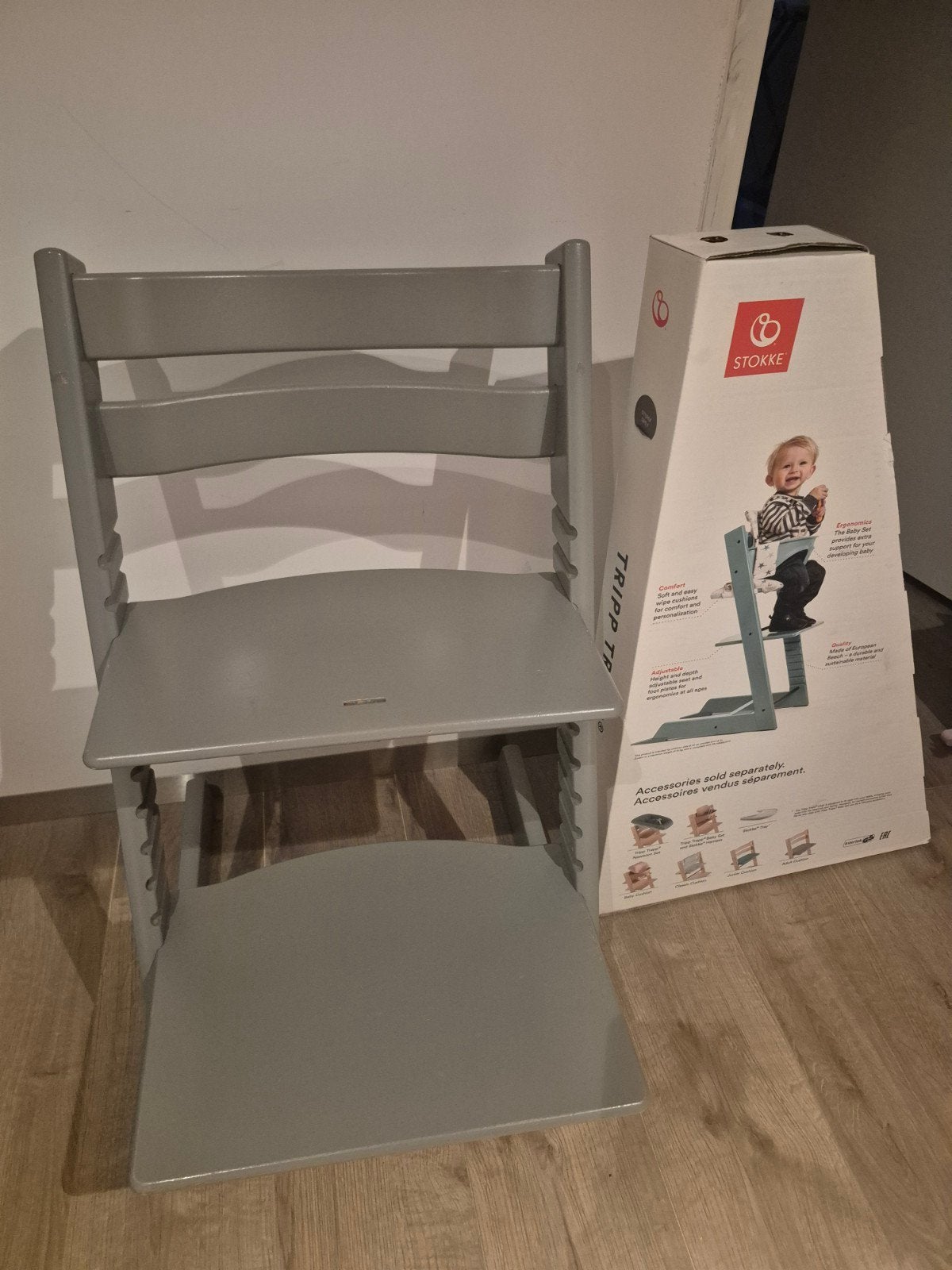 Stokke Tripp Trapp kinderstoel - Storm Grey, Kinderen en Baby's, Kinderstoelen, Ophalen of Verzenden, Gebruikt, Meegroeistoel