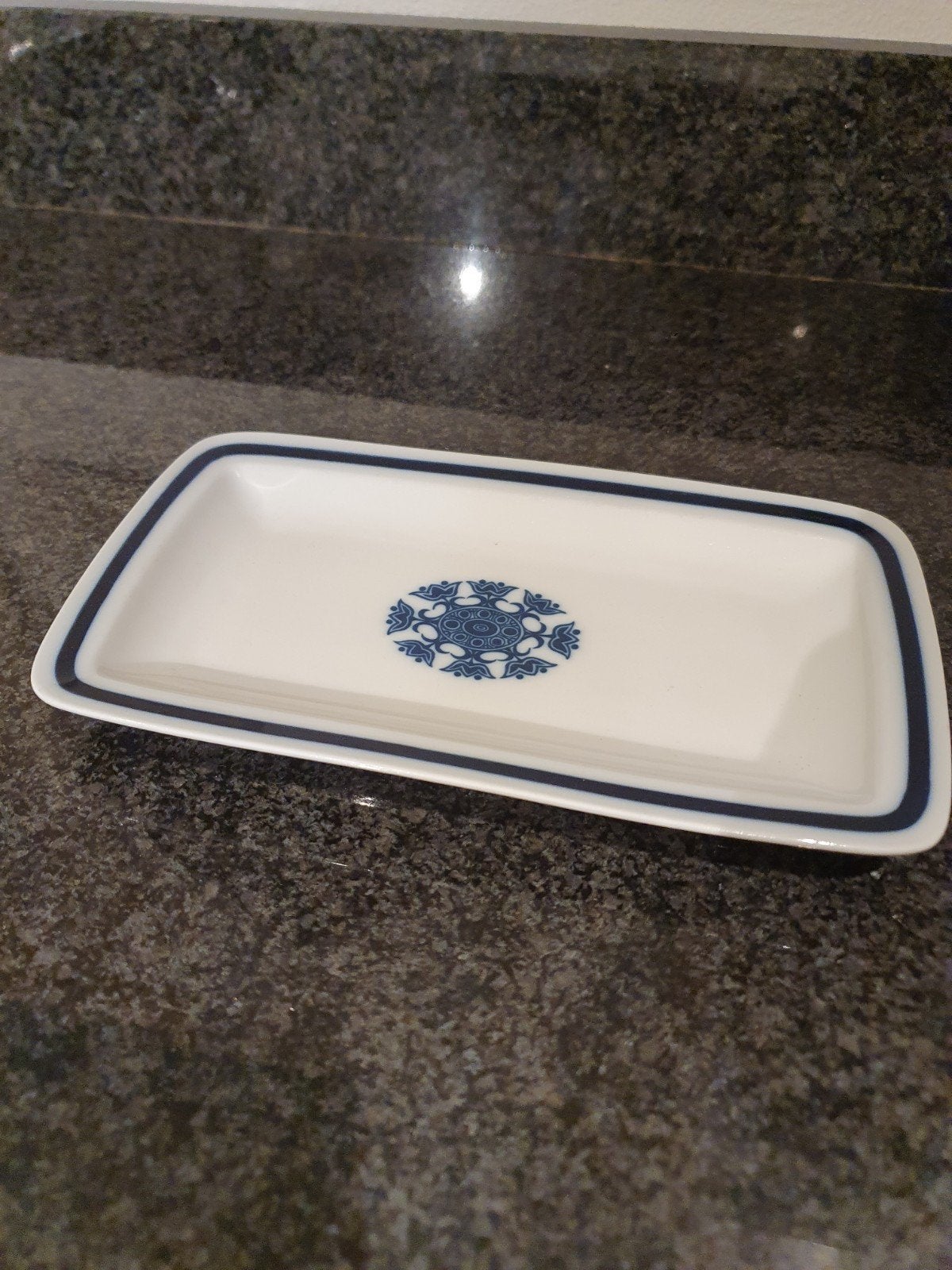 Vintage Petrus Regout Maastricht schaal, blauw decor, Ophalen of Verzenden