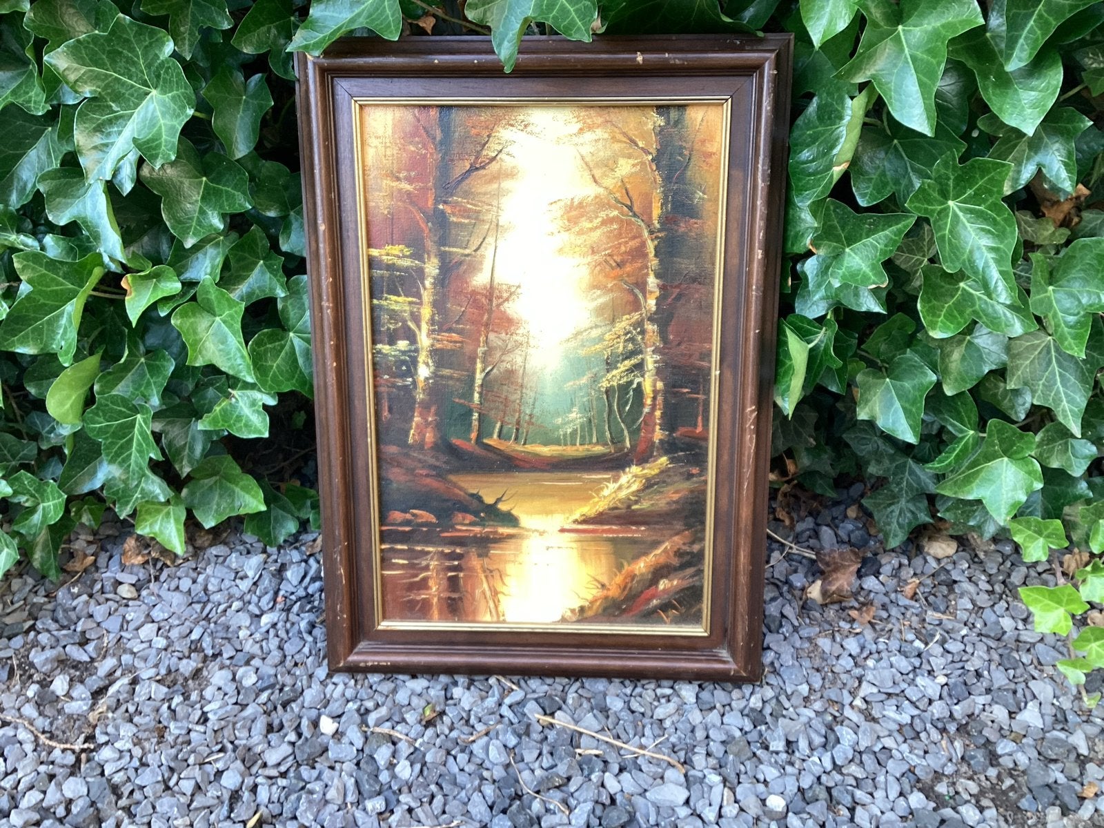 Schilderij 'Boslandschap met water' gesigneerd 'Lali', Antiek en Kunst, Ophalen