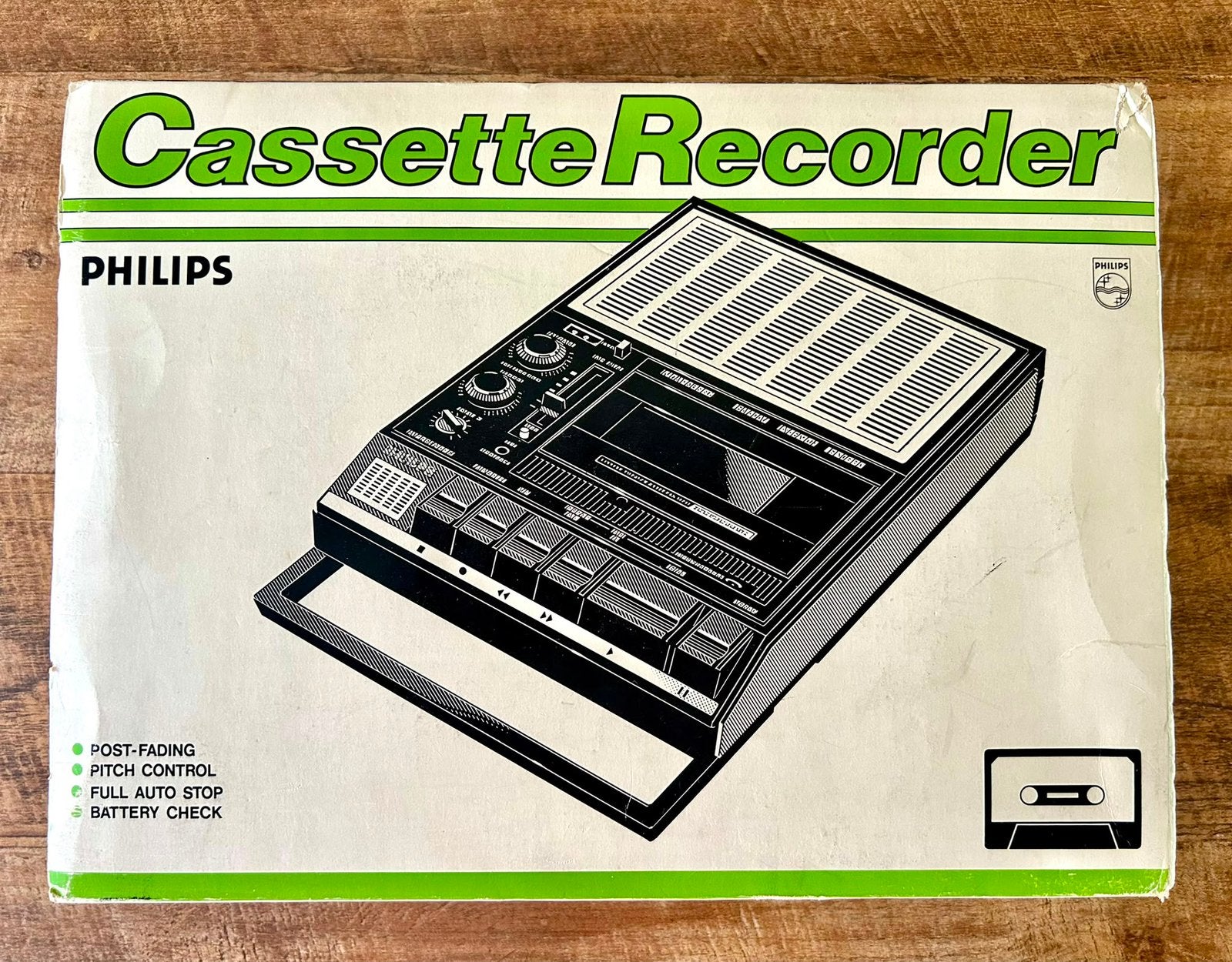 Vintage portable Philips N2235 cassette-recorder, Ophalen of Verzenden, Enkel, Philips