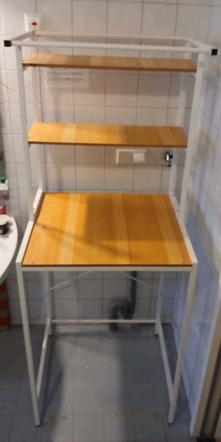 Wasmachine ombouw met 3 schappen. Wit met hout. ZGAN, Ophalen, Zo goed als nieuw